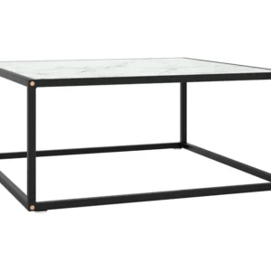 Mesa de centro 80x80x35 cm vidro mármore branco