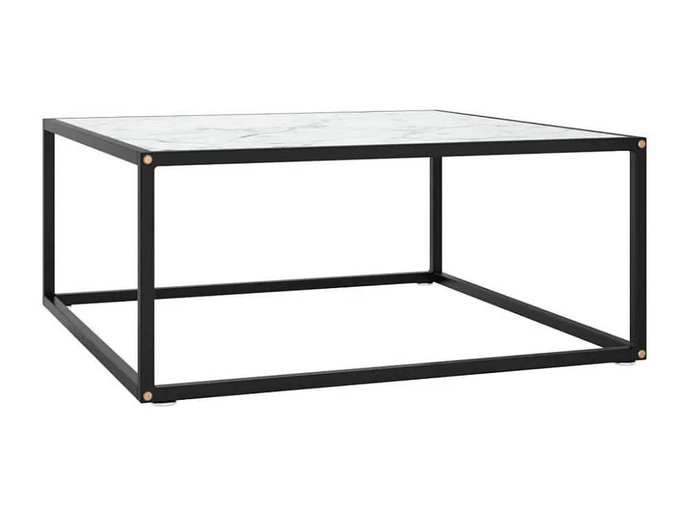 Mesa de centro 80x80x35 cm vidro mármore branco
