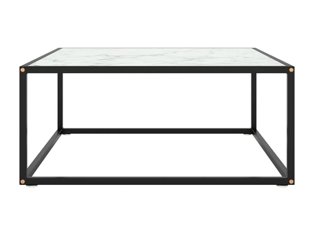 Mesa de centro 80x80x35 cm vidro mármore branco