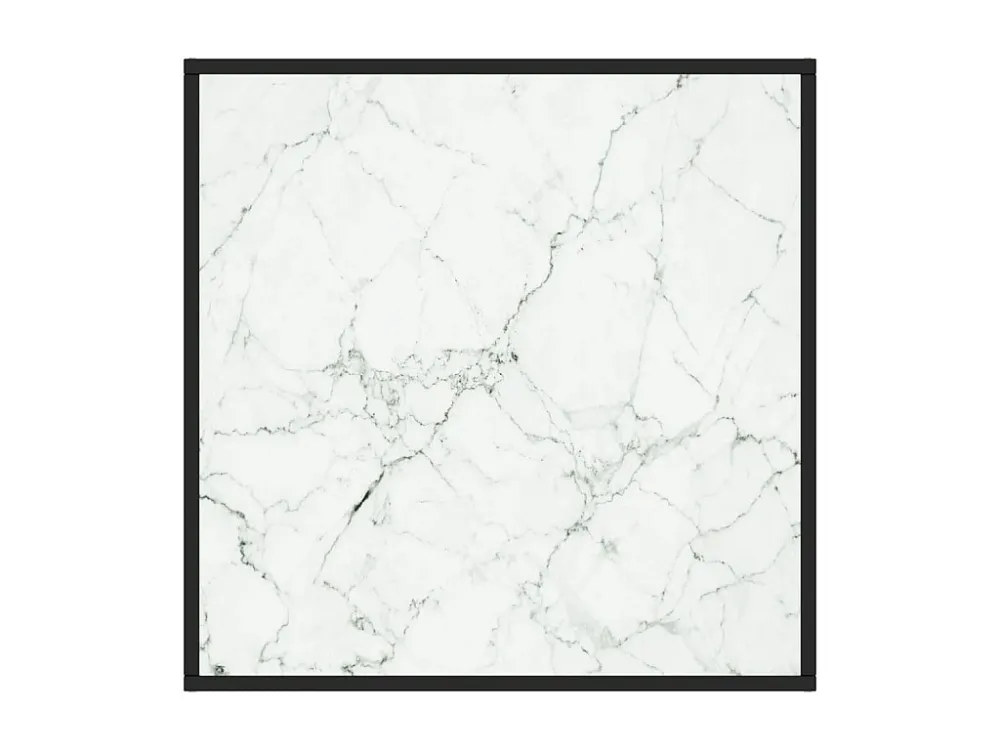 Mesa de centro 80x80x35 cm vidro mármore branco