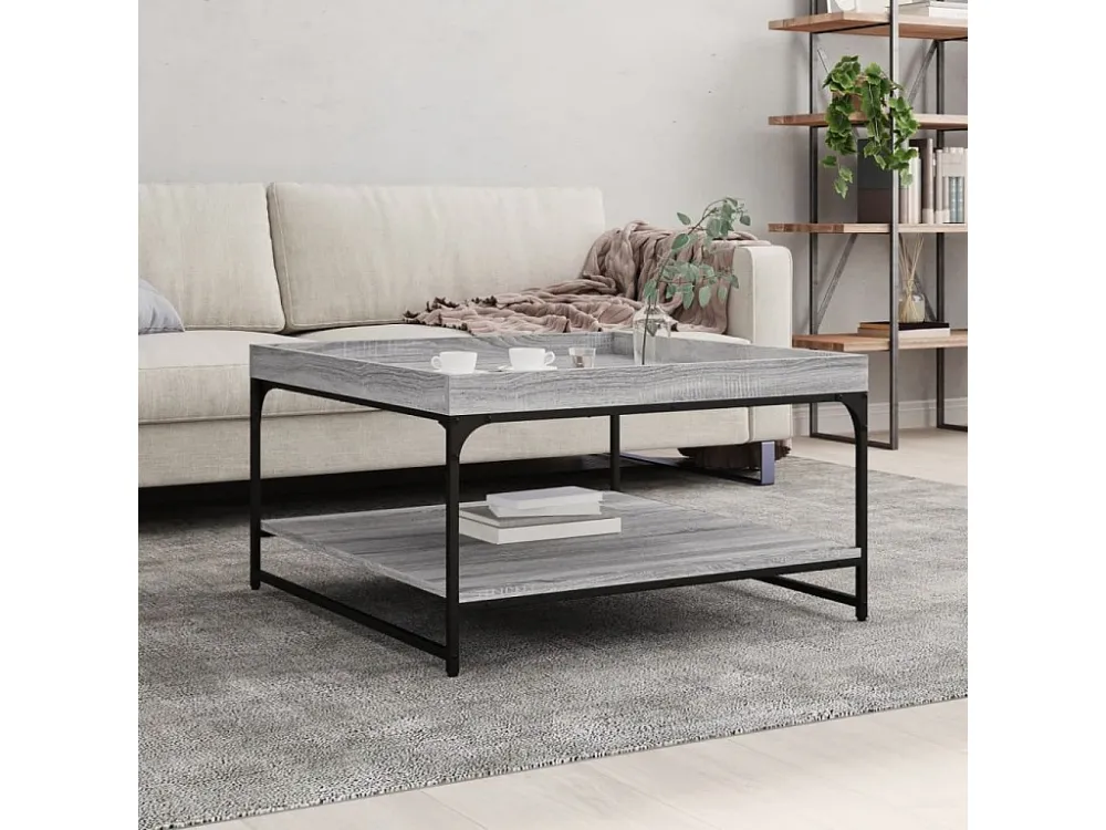 Mesa de centro 80x80x45 cm derivados madeira/ferro cinza sonoma