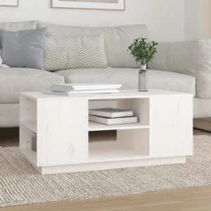 Mesa de centro 90x49x40,5 cm madeira de pinho maciç branco