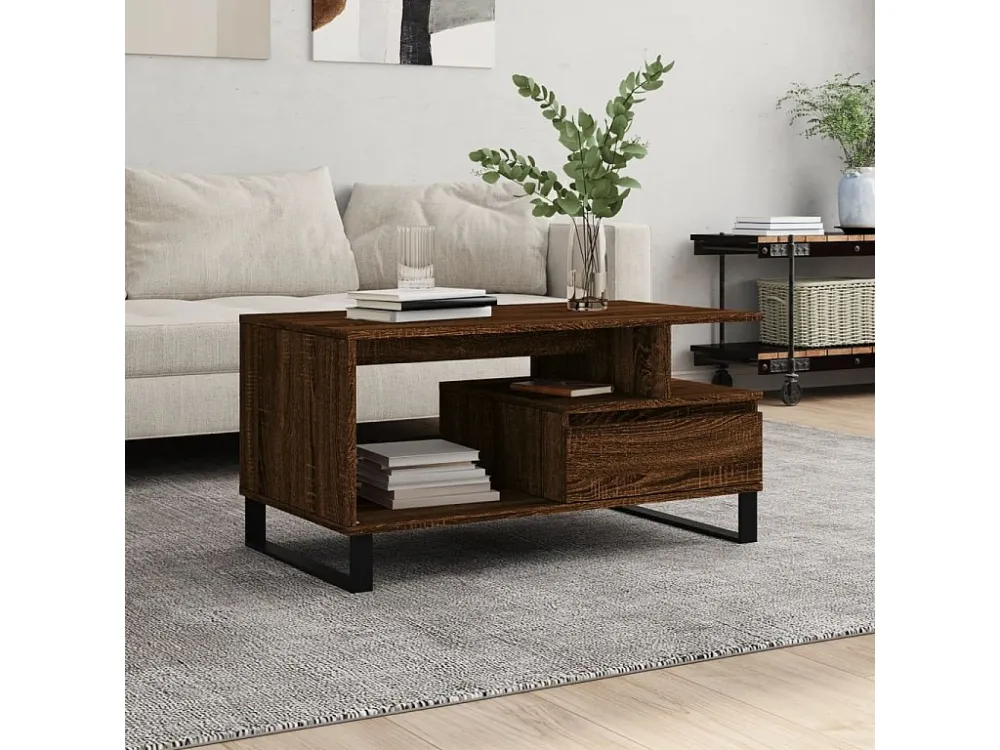 Mesa centro 90x49x45 cm derivados de madeira carvalho castanho