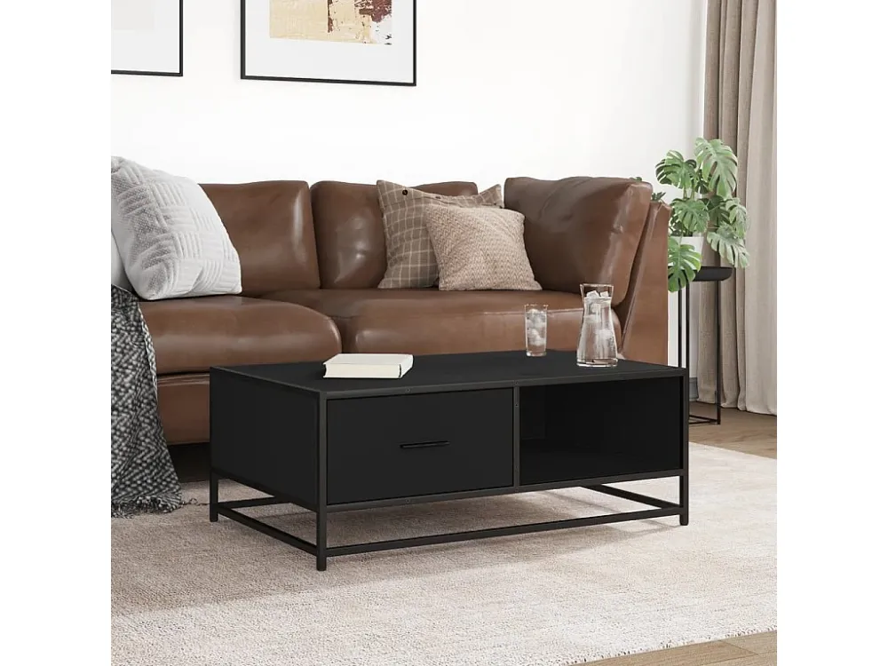 Mesa de centro 90x57x35 cm derivados de madeira/metal preto