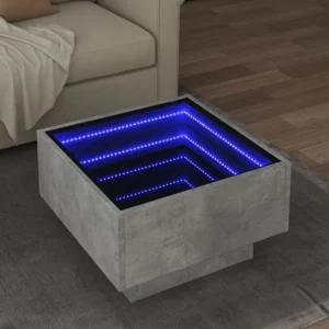 Mesa de centro com LEDs 50x50x30 cm derivados de madeira
