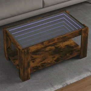 Mesa de centro com LEDs 90x50x40 cm madeira processada