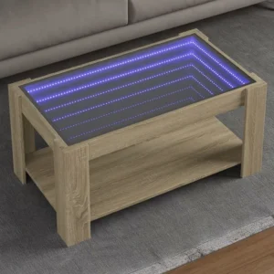 Mesa de centro com LEDs 93x53x45 cm madeira processada