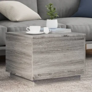 Mesa de centro com luzes LED 50x50x40 cm sonoma cinza-claro