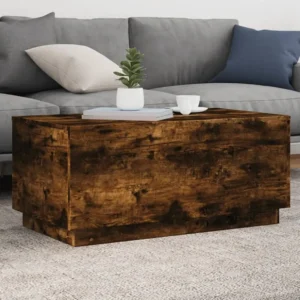 Mesa de centro com luzes LED 90x50x40 cm carvalho fumado