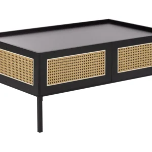 Mesa de centro com rattan preto CULLEN