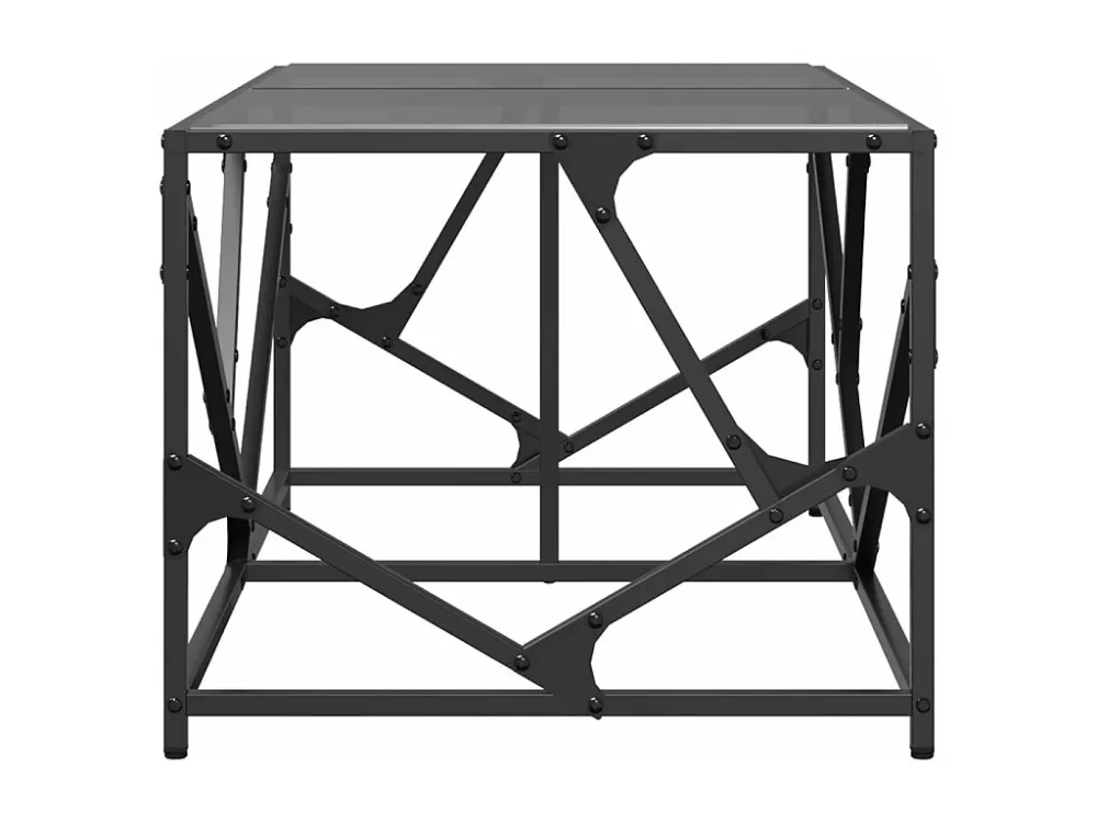 Mesa de centro com topo em vidro preto 98,5x50x41 cm ço