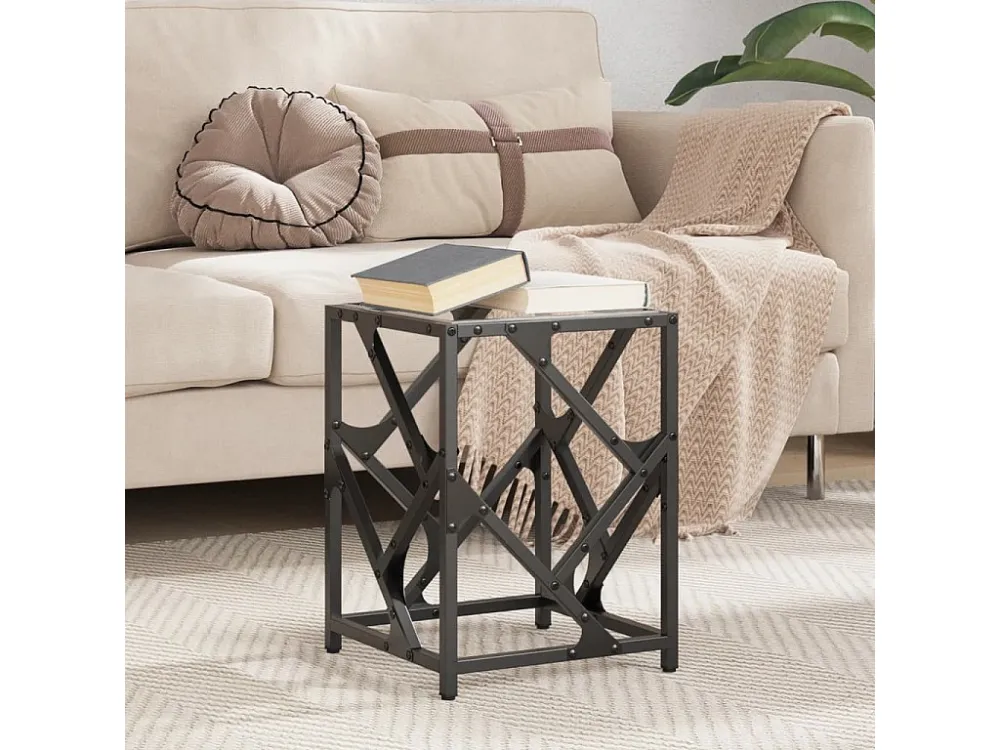 Mesa de centro com topo em vidro transparente 30x30x41 cm ço