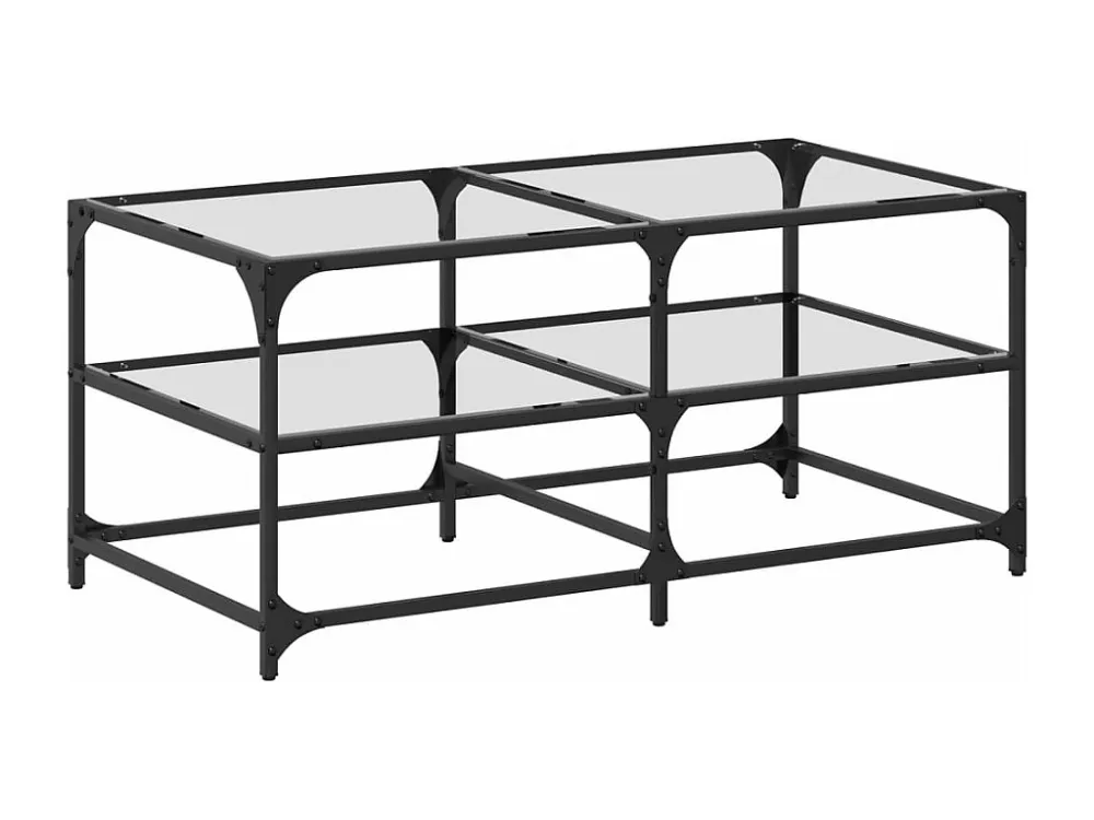 Mesa de centro com topo em vidro transparente 98,5x50x45 cm ço