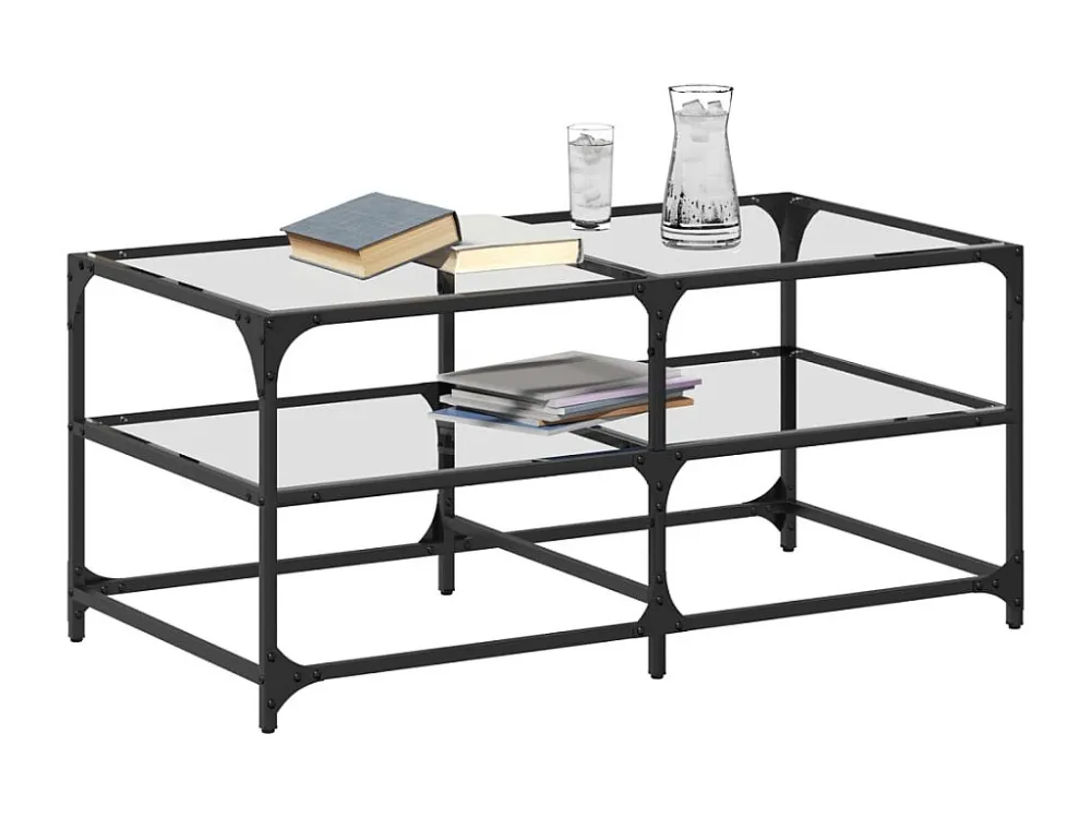 Mesa de centro com topo em vidro transparente 98,5x50x45 cm ço