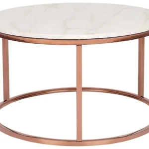 Mesa de centro efeito de mármore creme com cobre SALMÃO