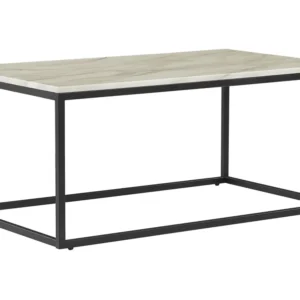 Mesa de centro efeito de mármore creme com preto DELANO