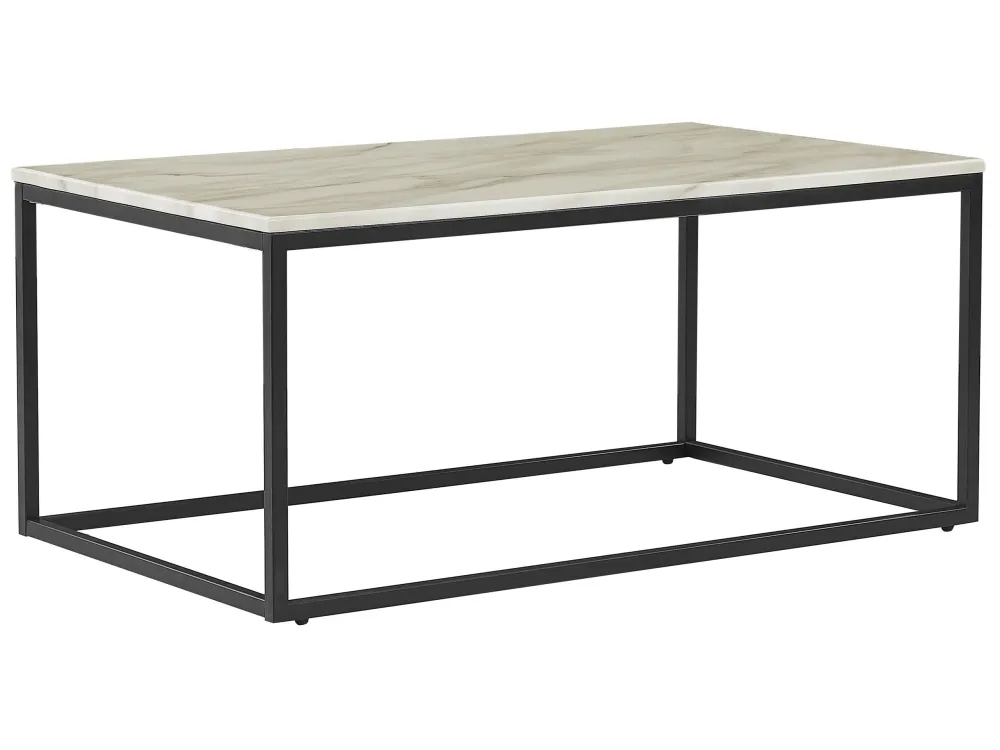 Mesa de centro efeito de mármore creme com preto DELANO