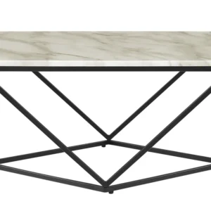 Mesa de centro efeito de mármore creme com preto MALIBU
