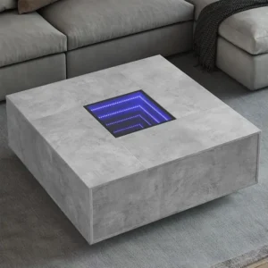 Mesa de centro luzes LED Infinity 100x100x40cm cinzento cimento