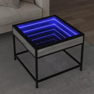 Mesa de centro luzes LED Infinity 50x50x41 cm cinzento sonoma