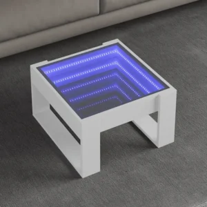 Mesa de centro luzes LED Infinity 50x53x30 cm branco