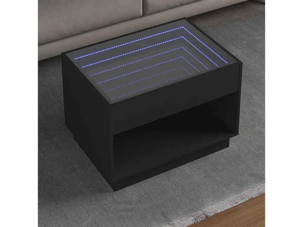 Mesa de centro luzes LED Infinity 70x50x50 cm preto