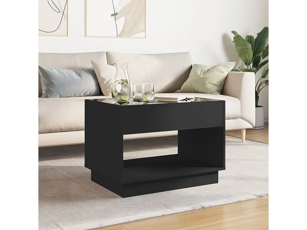 Mesa de centro luzes LED Infinity 70x50x50 cm preto