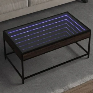 Mesa de centro luzes LED Infinity 90x50x41 cm carvalho castanho