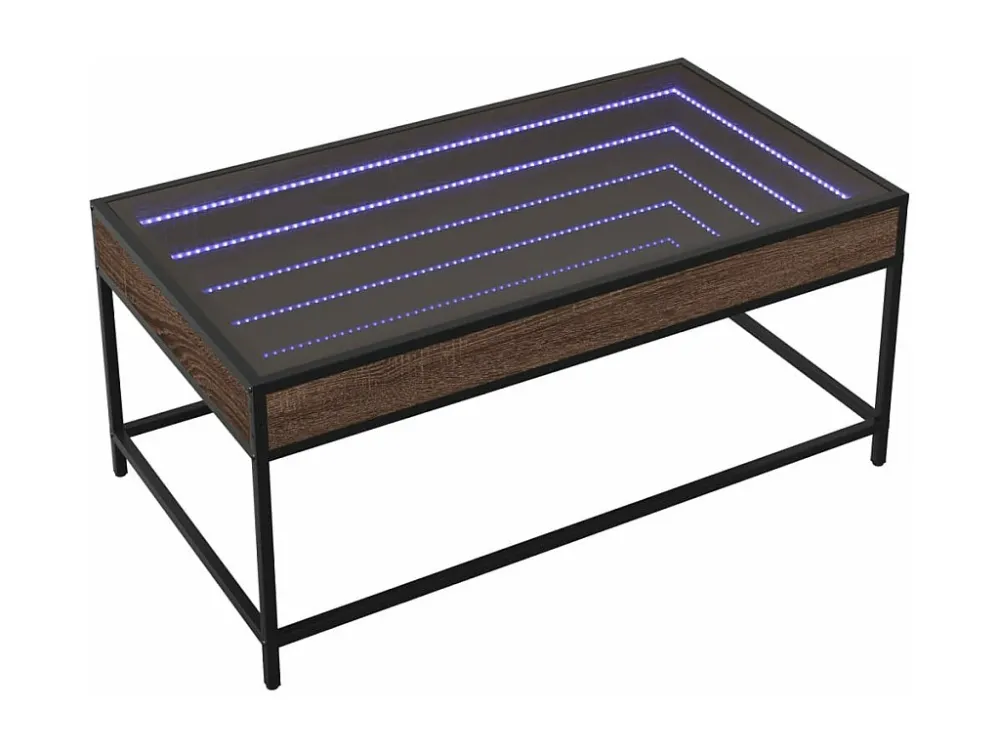 Mesa de centro luzes LED Infinity 90x50x41 cm carvalho castanho
