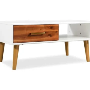 Mesa de centro em madeira de acácia maciç 90x50x40 cm