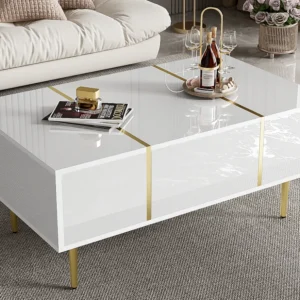 Mesa de centro moderna - 2 gavetas - MDF - Branco