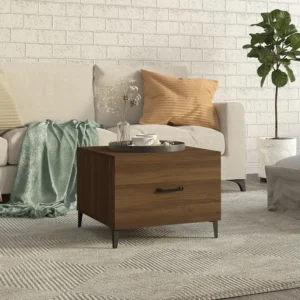 Mesa de centro + pernas de metálico 50x50x40 cm carvalho castanho