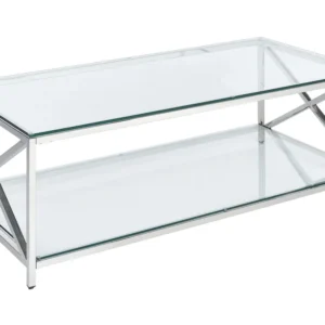 Mesa de centro prateada com tampo de vidro AUDET
