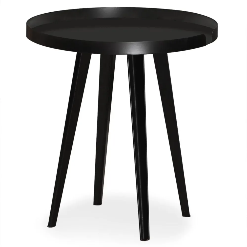 Mesa lateral redonda com borda 45cm Bipolart Metálico Preto.