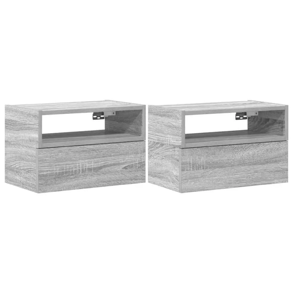 Mesas de cabeceira de parede 2 pcs 45x26x28,5cm cinzento sonoma