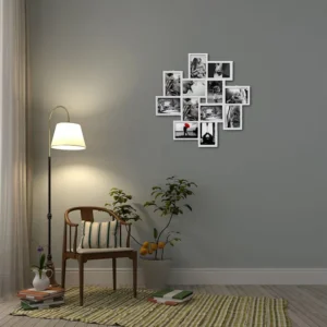 Moldura Fotográfica Mosaico 12 Imagens Mdf Branco 63x63x1,2