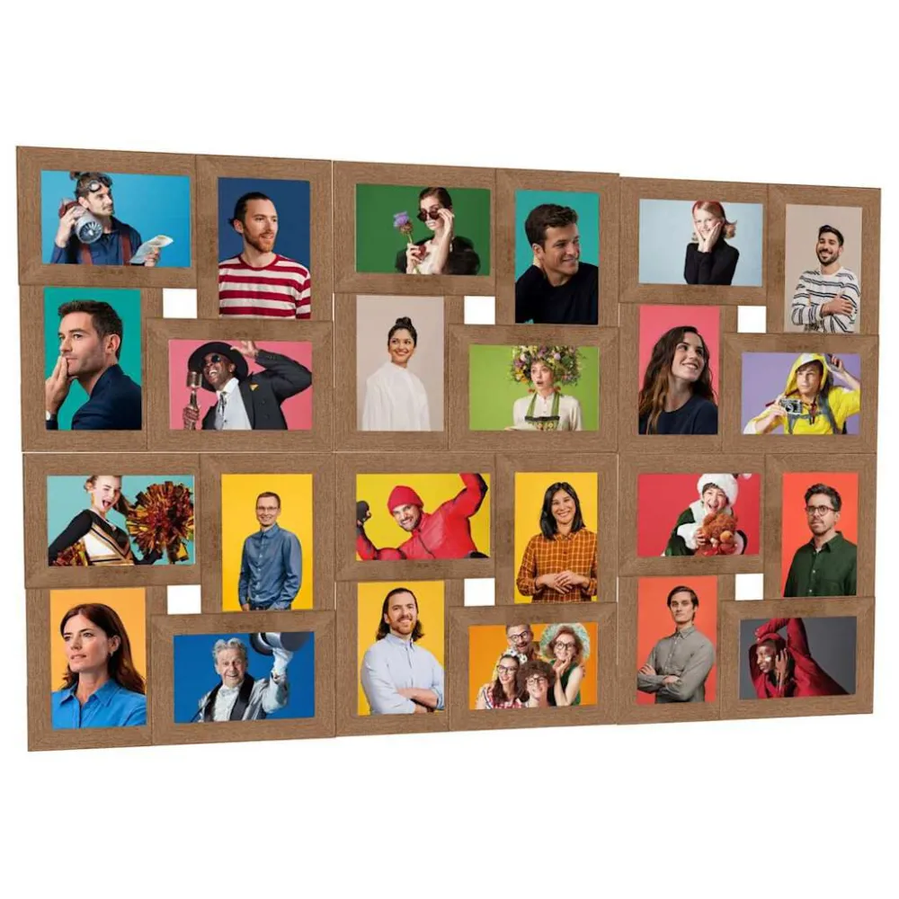 Moldura para 24 (10x15 cm) fotografias MDF castanho-claro