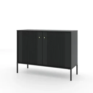Aparador ISEO SB104 2D 104x39x79 Preto com Vidro de Seguranç