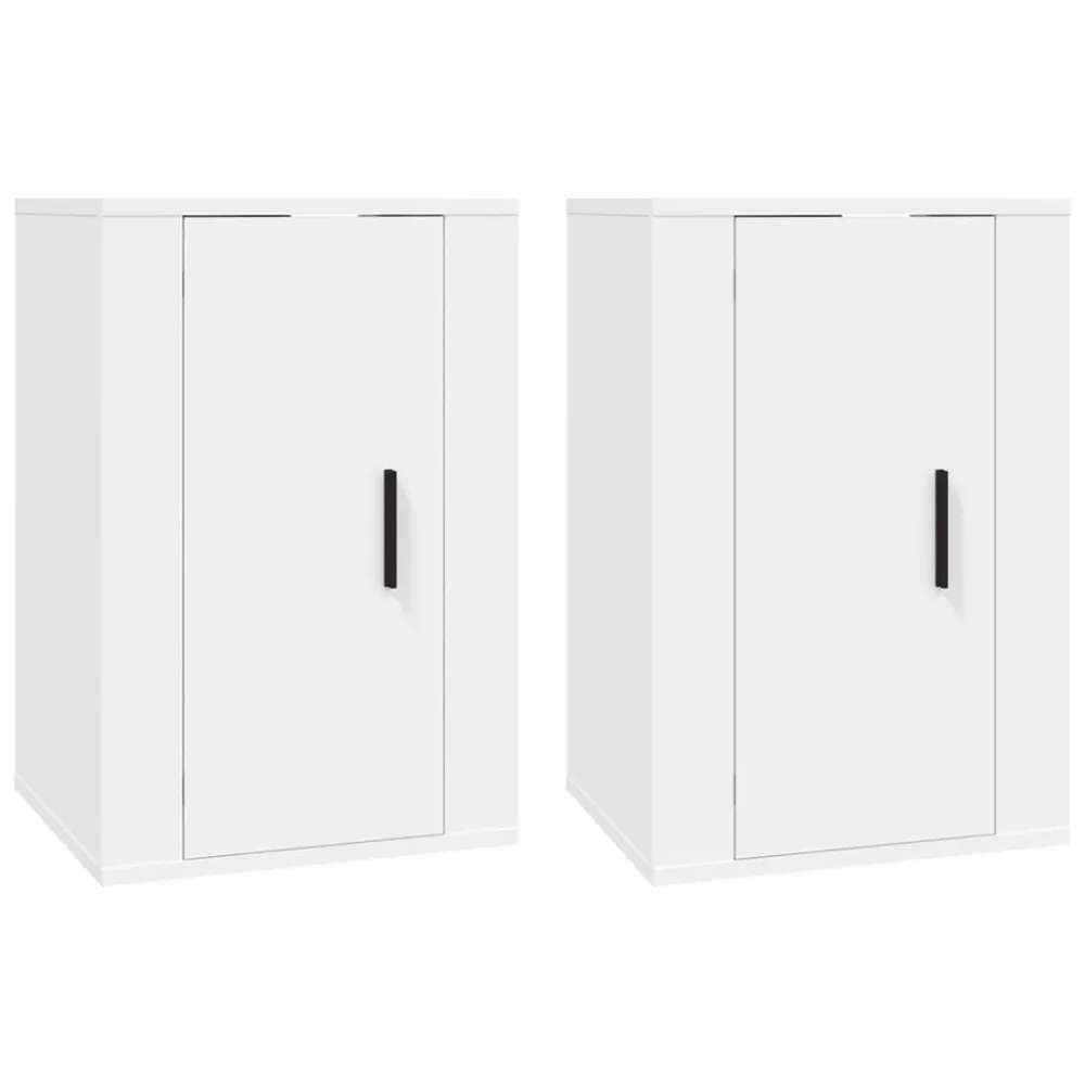 Aparador com Portas Móveis de TV de parede 2 pcs 40x34,5x60 cm branco