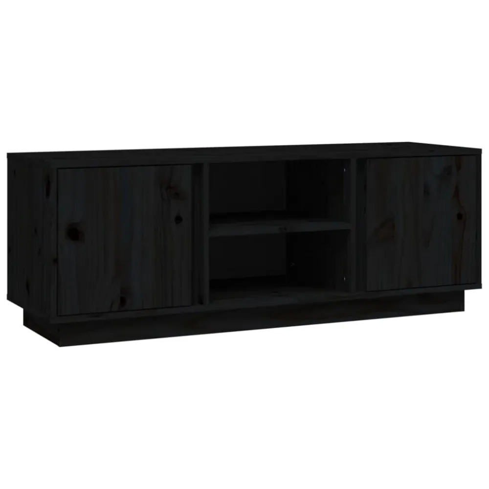 Aparador com Portas Móvel de TV 110x35x40,5 cm madeira de pinho maciç preto