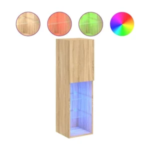 Aparador com Portas Móvel de TV com luzes LED 30,5x30x102 cm carvalho sonoma