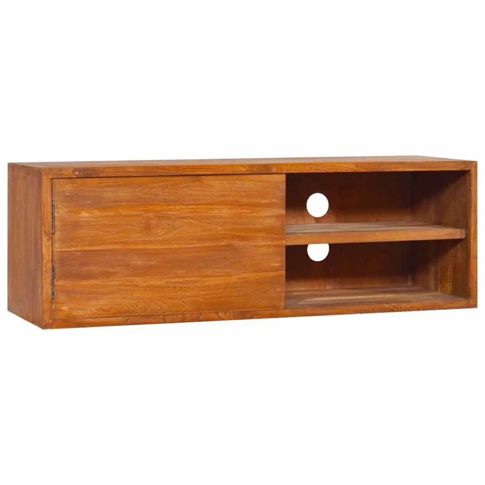 Armário de parede TV 90x30x30 cm madeira de teca maciç
