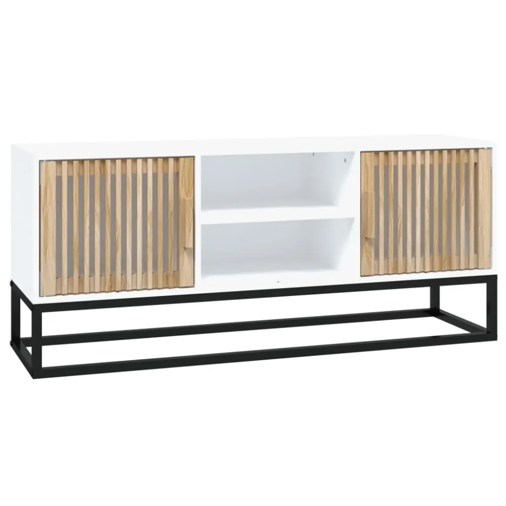 Design Premium Móvel de TV 105x30x45 cm derivados de madeira e ferro branco