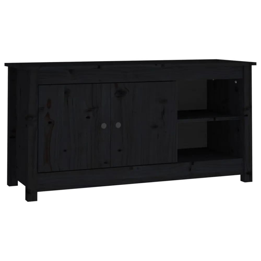 Estante para TV Móvel de TV 103x36,5x52 cm madeira de pinho maciç preto