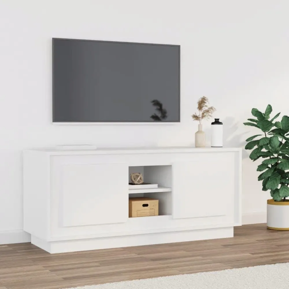 Estante para TV Móvel para TV 102x35x45 cm madeira processada branco