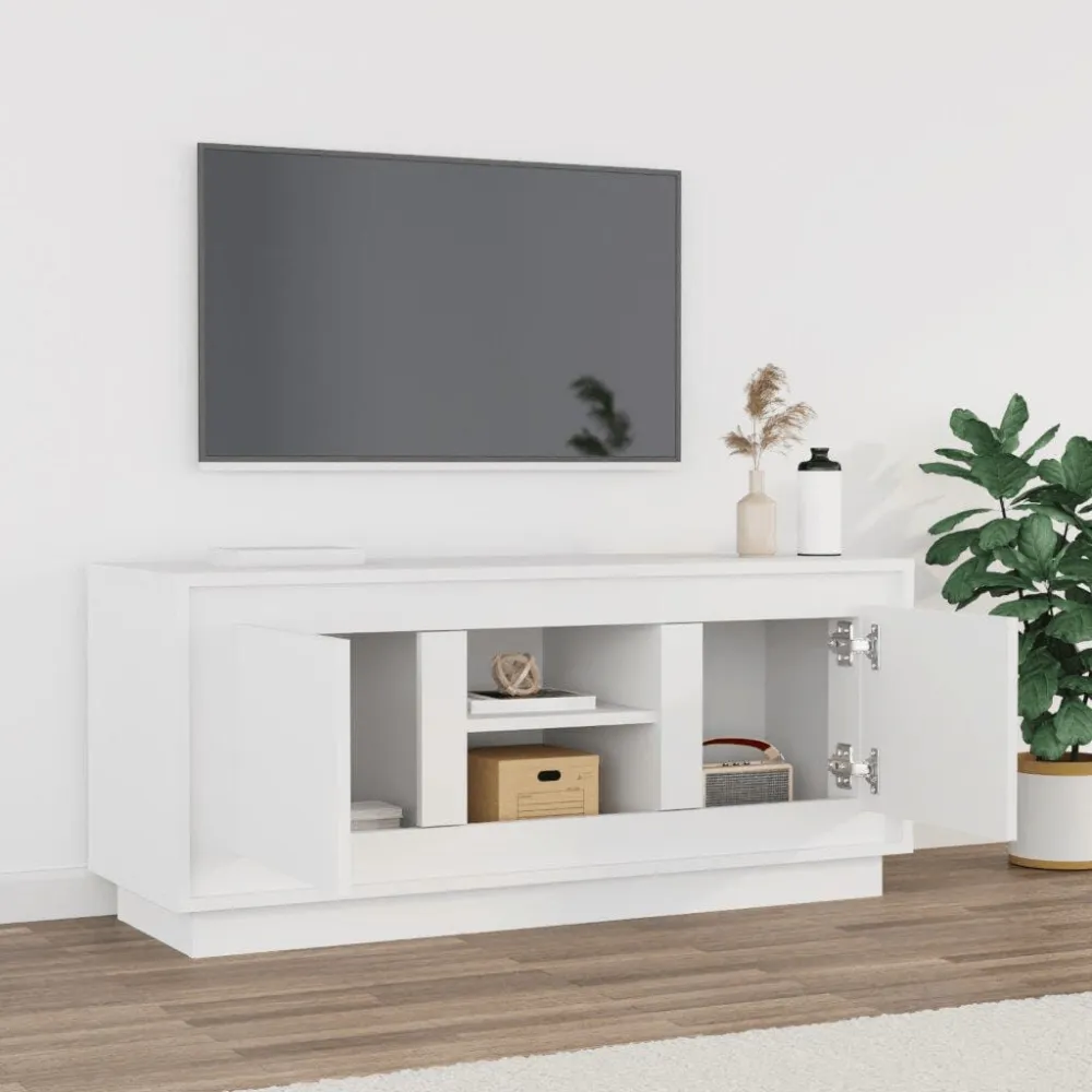 Estante para TV Móvel para TV 102x35x45 cm madeira processada branco