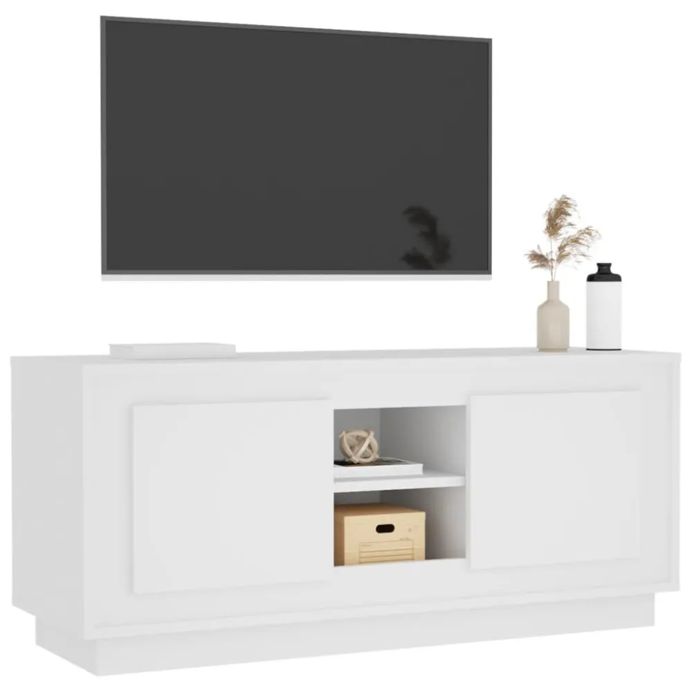 Estante para TV Móvel para TV 102x35x45 cm madeira processada branco