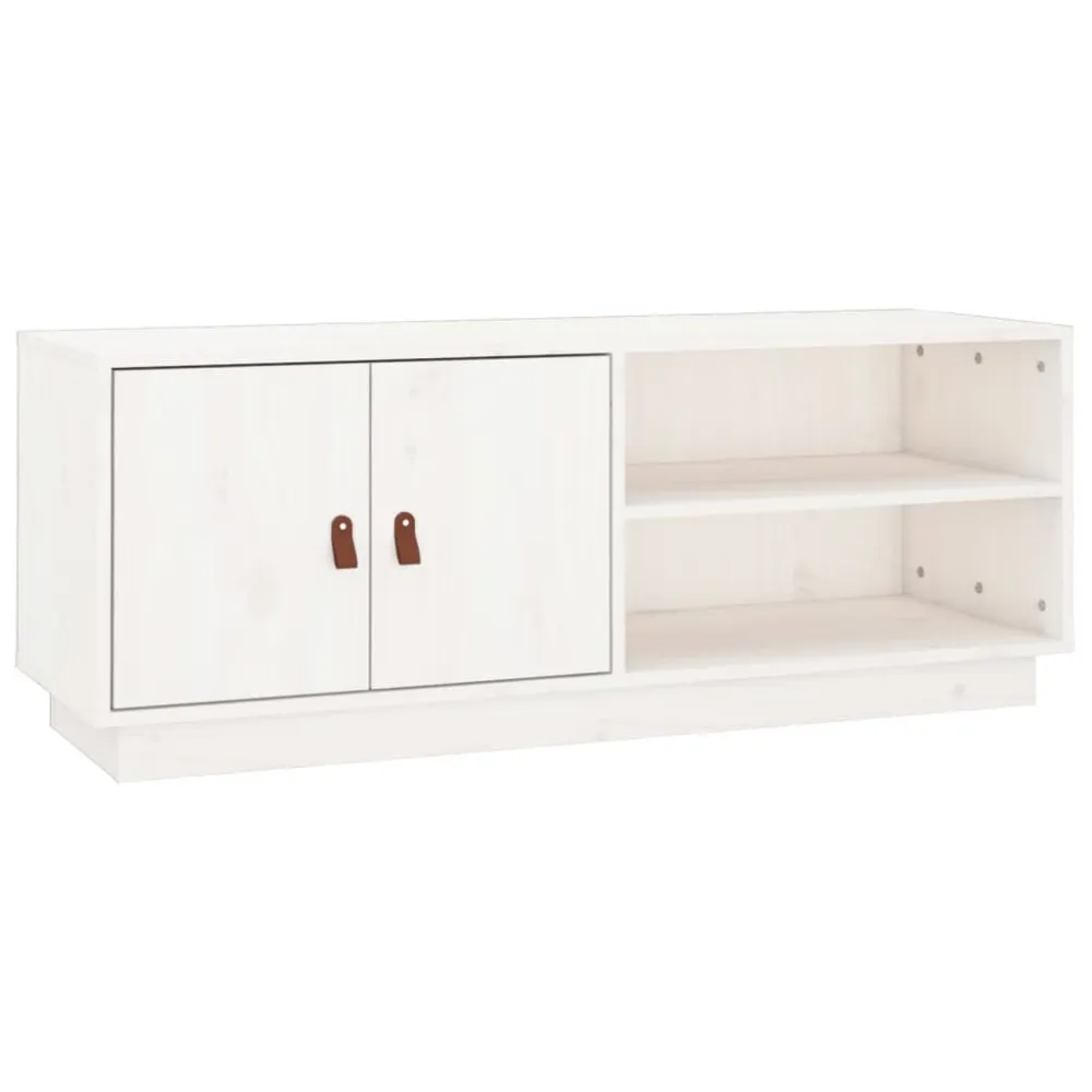 Madeira Maciç Móvel de TV 105x34x40 cm madeira de pinho maciç branco