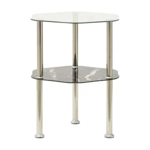 Mesa apoio 2 prateleiras 38x38x50cm vidro temp. transp./preto