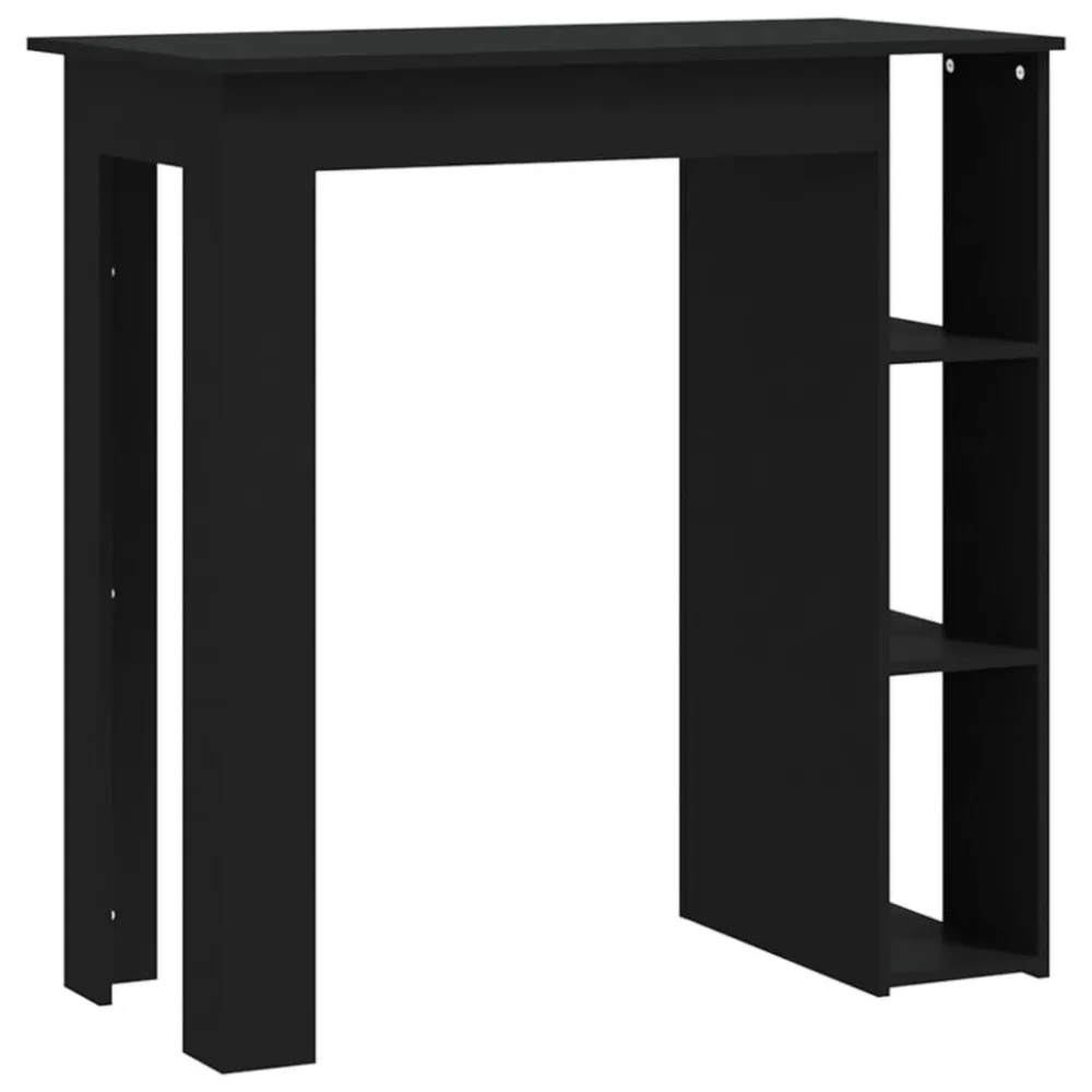 Mesa de bar com prateleiras derivados de madeira preto